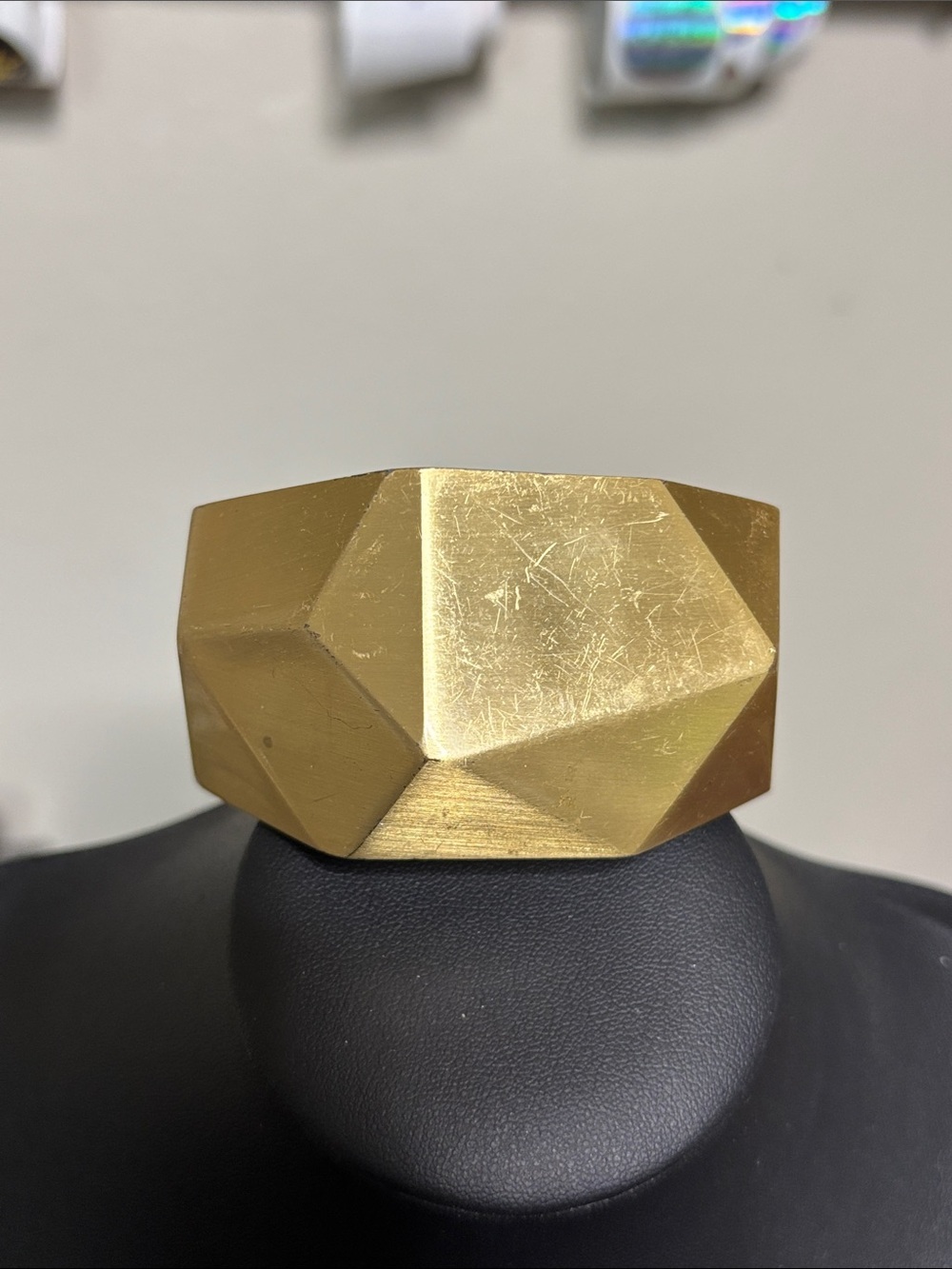Gold Faceted Statement Bangle Bracelet